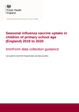 Seasonal influenza vaccine uptake in children of primary school age (England) 2019 to 2020: ImmForm data collection guidance